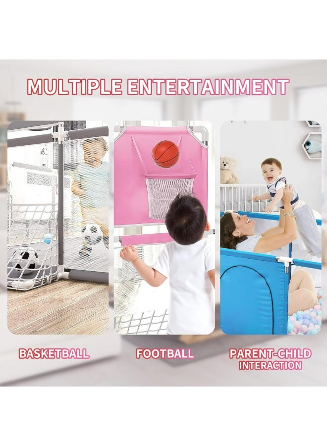 بيت كور ومحبس أطفال كبير (١٨٢×١٢٢ سم) مع شبكة كرة قدم وحلقة سلة - ساحة لعب آمنة للأطفال (المحبس فقط) - Image 3